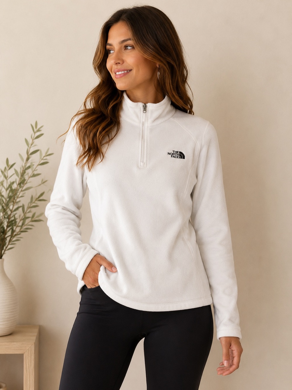 The North Face Women's White TKA 100 Glacier 1/4 Zip Fleece Pullover Sz XS